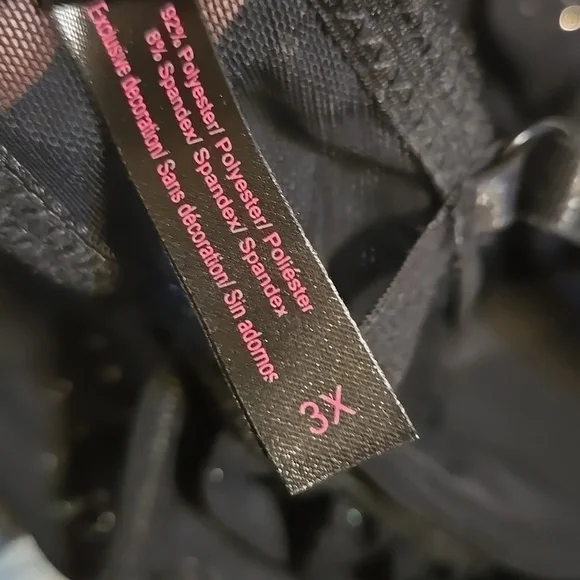 Pink Fuschia Black Glitter Plus Size Baby Doll Lingerie Size 3X - Picture 7 of 7